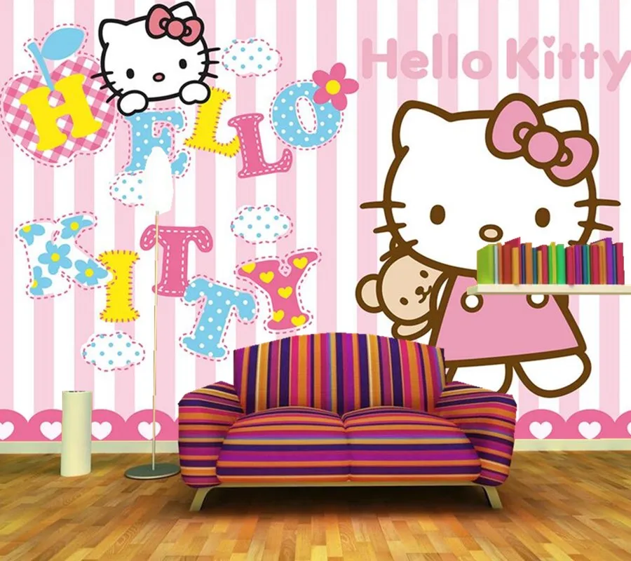 Настенные обои на заказ домашний декор милые розовые Мультяшные с котом