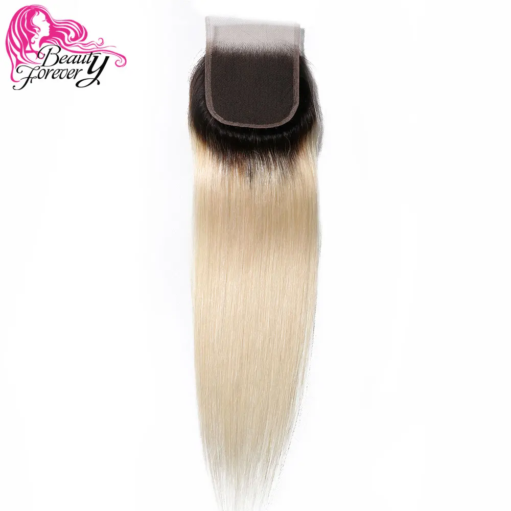 Beauty forever Ombre блонд 1B/613 бразильские прямые волосы на шнурке 4x4 Remy | Шиньоны и парики