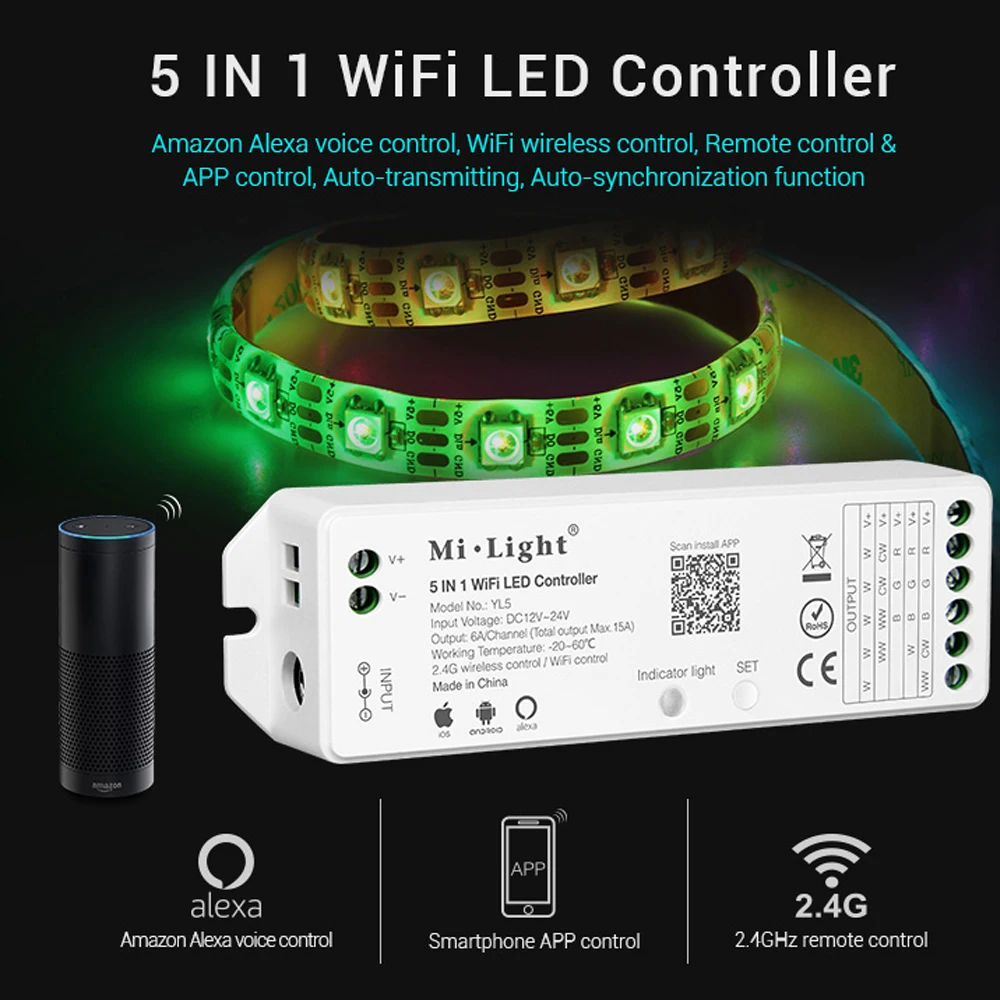Milight WIFI RGB CCT RGBW Пульт дистанционного управления Amazon Alexa голосовой телефон