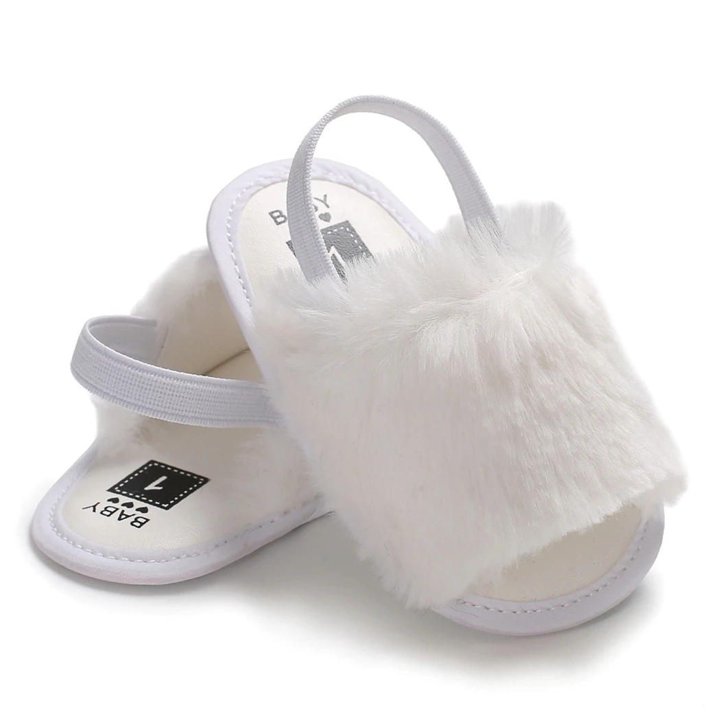 Adorable Newborn Kids Baby Boy Girls Fluffy Sandals Fashion Soft Hairy Flock Slipper Casual Shoes 2018 Summer | Мать и ребенок