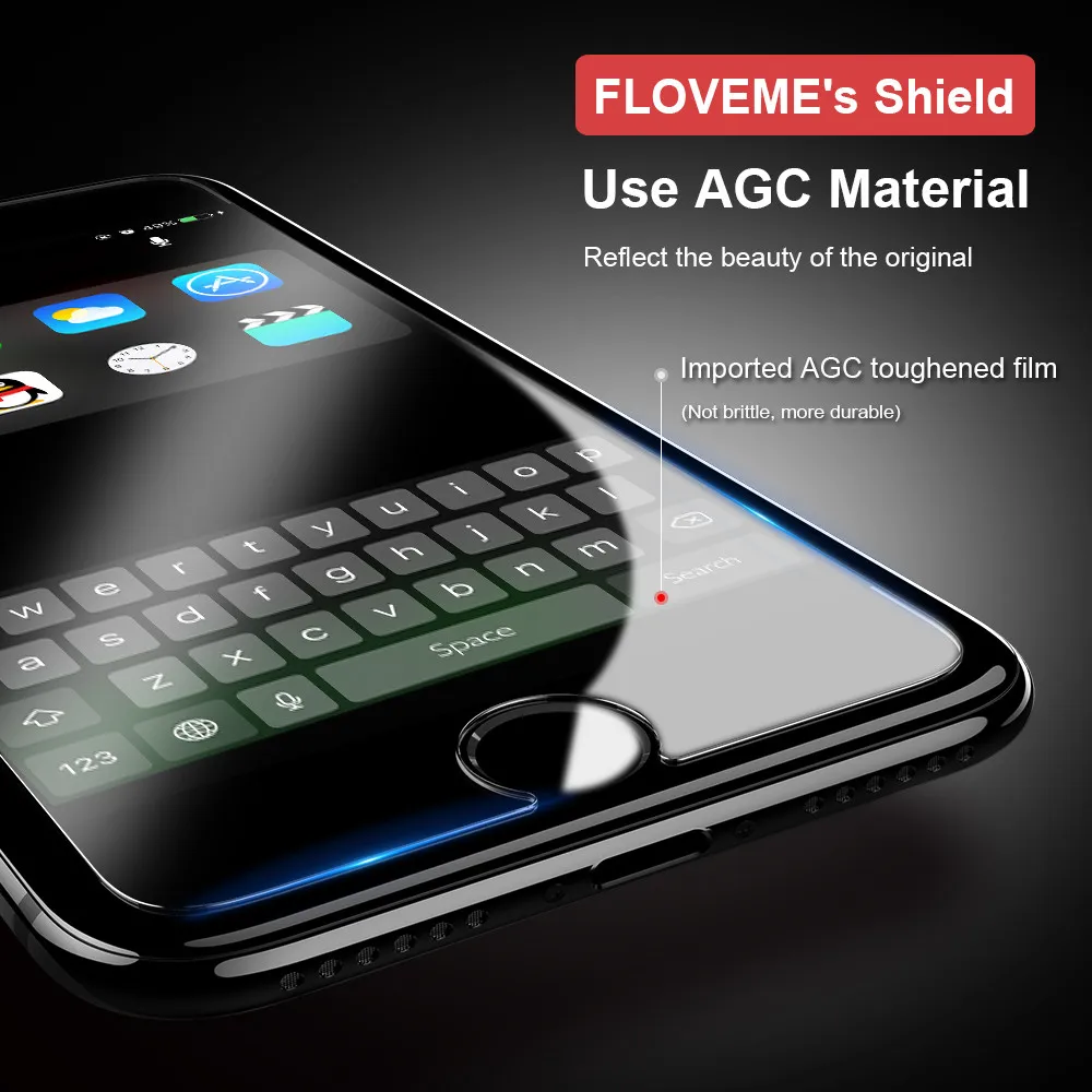 Floveme закаленное Стекло для iPhone 7 8 плюс 3D край thoughness Экран протектор 6 S взрыв