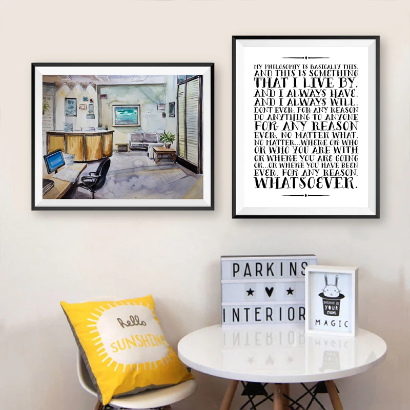 Wall Art Office Watercolor Print Office Tv Show Poster Offic