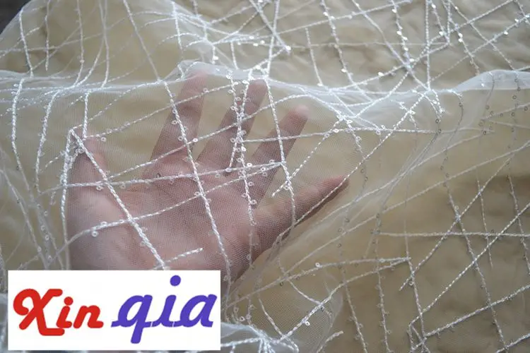 Высокое качество блестки кружева для свадебное платье DIY шарф ткань | Дом и сад