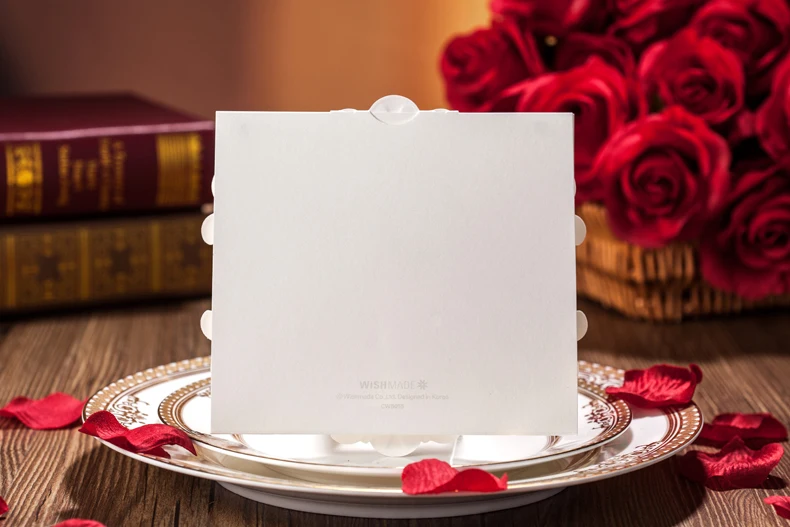 Personzlied Барокко стиль элегантный Белый Цвет Свадебные Приглашения Карты