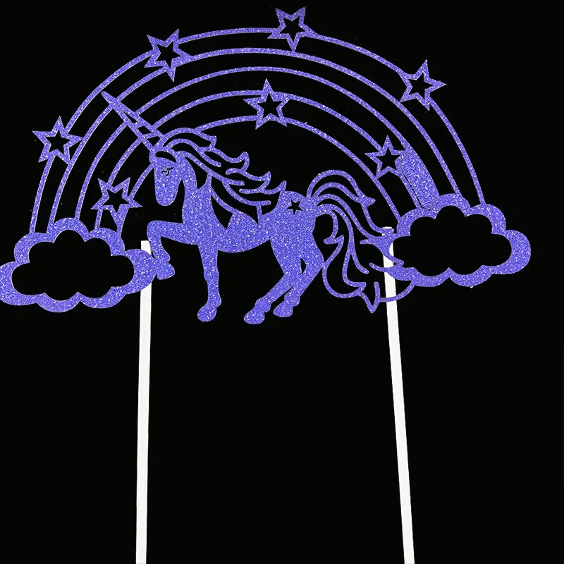 10 шт пустотелый золотой серебряный единорог торт Топпер Радуга лошадь детский