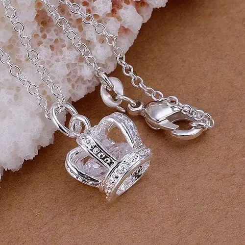 925 Silver fashion jewelry pendant Necklace silver necklace Inlaid stone crown eqkq nhvy | Украшения и аксессуары