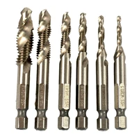 6pcsset 14 hex hss high speed steel thread spiral screw m3 m4 m5 m6 m8 m10 metric composite tap drill bit tap
