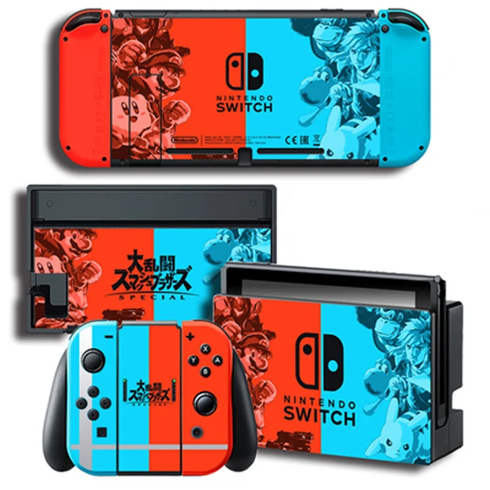 Защитная крышка наклейка виниловая кожа Наклейка для nintendo Switch NS консоль+ контроллер+ подставка держатель Smash Brothers наклейка - Цвет: Red Skin