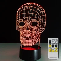 skull lamp with remote controller led touch 7 colors changing table desk lamp optical illusion light party home decorations