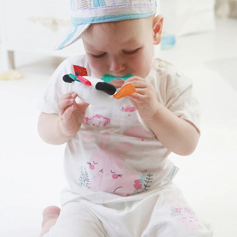 Infant Cartoon Animals Toys Hand Grasping Silicone Teether Rubber Rattle Doll BB 0-12 Month Plush Stuffed Educational Toy | Мать и