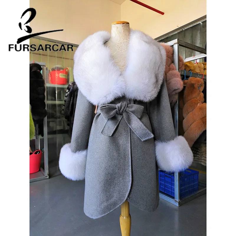 Женская Шуба из натурального меха FURSARCAR новая стильная с толстым теплым меховым