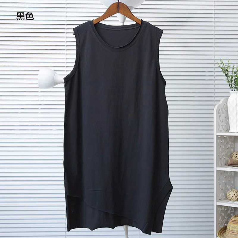 Женская хлопковая майка без рукавов однотонная Асимметричная футболка в стиле