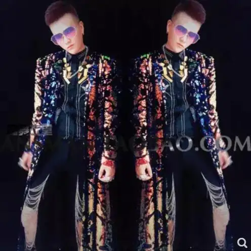 S 5XL новинка 2019 Мужская певица одежда высокое качество модный DJ DS металлический