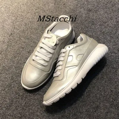 Silver glossy Mcacchi/женские кроссовки из коровьей кожи с блестками; женская повседневная обувь на шнуровке, визуально увеличивающая рост; женские разноцветные кроссовки на не сужающемся книзу массивном каблуке - Цвет: Silver glossy