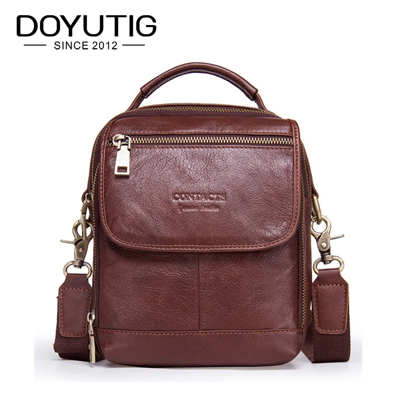 DOYUTIG Vintage Men's Genuine Leather Business Shoulder Bags High Quality Male Fashion Crossbody Bag Real Cow Leather Bags G133