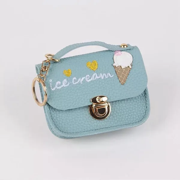 Ice cream - Blue Кошельки супер мини модные сумки Kawaii Мультфильм Дети Портмоне Сумочка для ключей, карточек подарок для девочек и женщин - Цвет: Ice cream - Blue