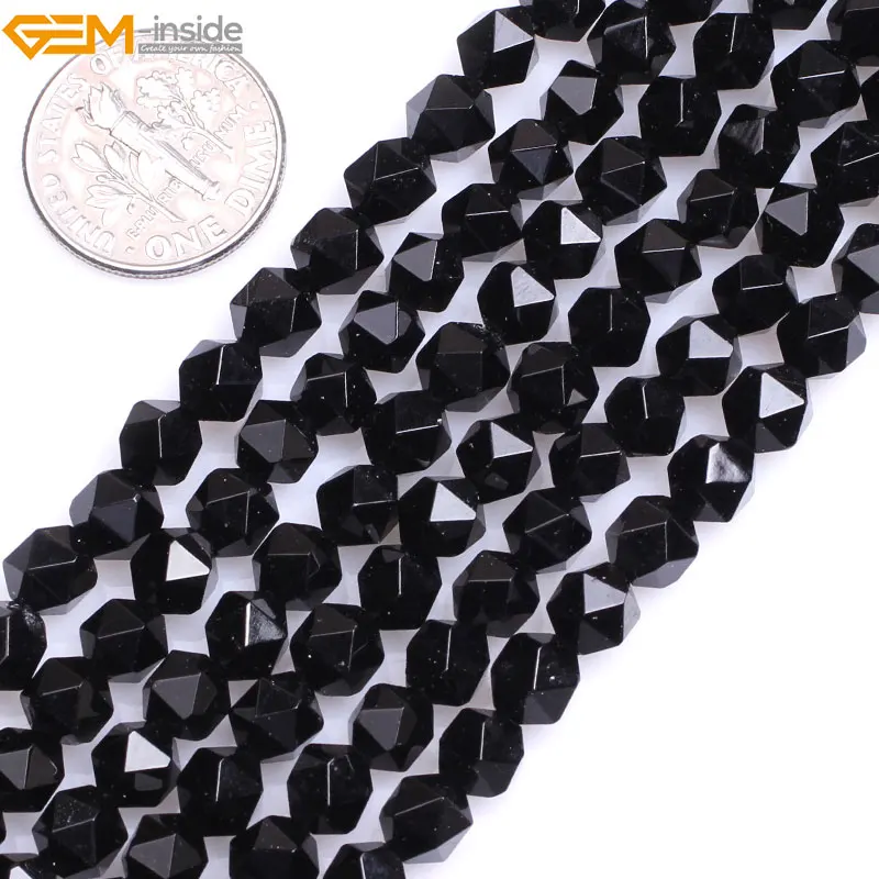 Бусины из натурального черного агата с гранями класса ААА 15 дюймов|beads for jewelry|beads