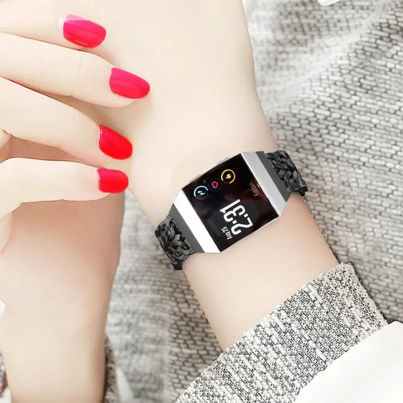 Съемный металлический цепной браслет из нержавеющей стали для Fitbit Ionic сменный ремешок для наручных часов Ремешок на руку
