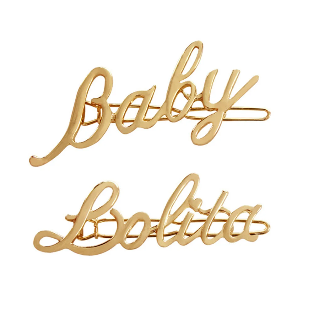 Новые модные женские заколки для волос с надписью и металлические детские в
