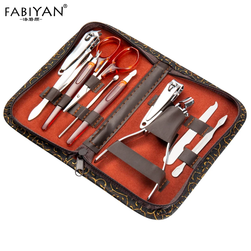 

Set 10in1 Pedicure Manicure Nail Art Cuticle Clippers Nipper Scissors Cleaner Grooming Stainless Steel Kit Case Tool