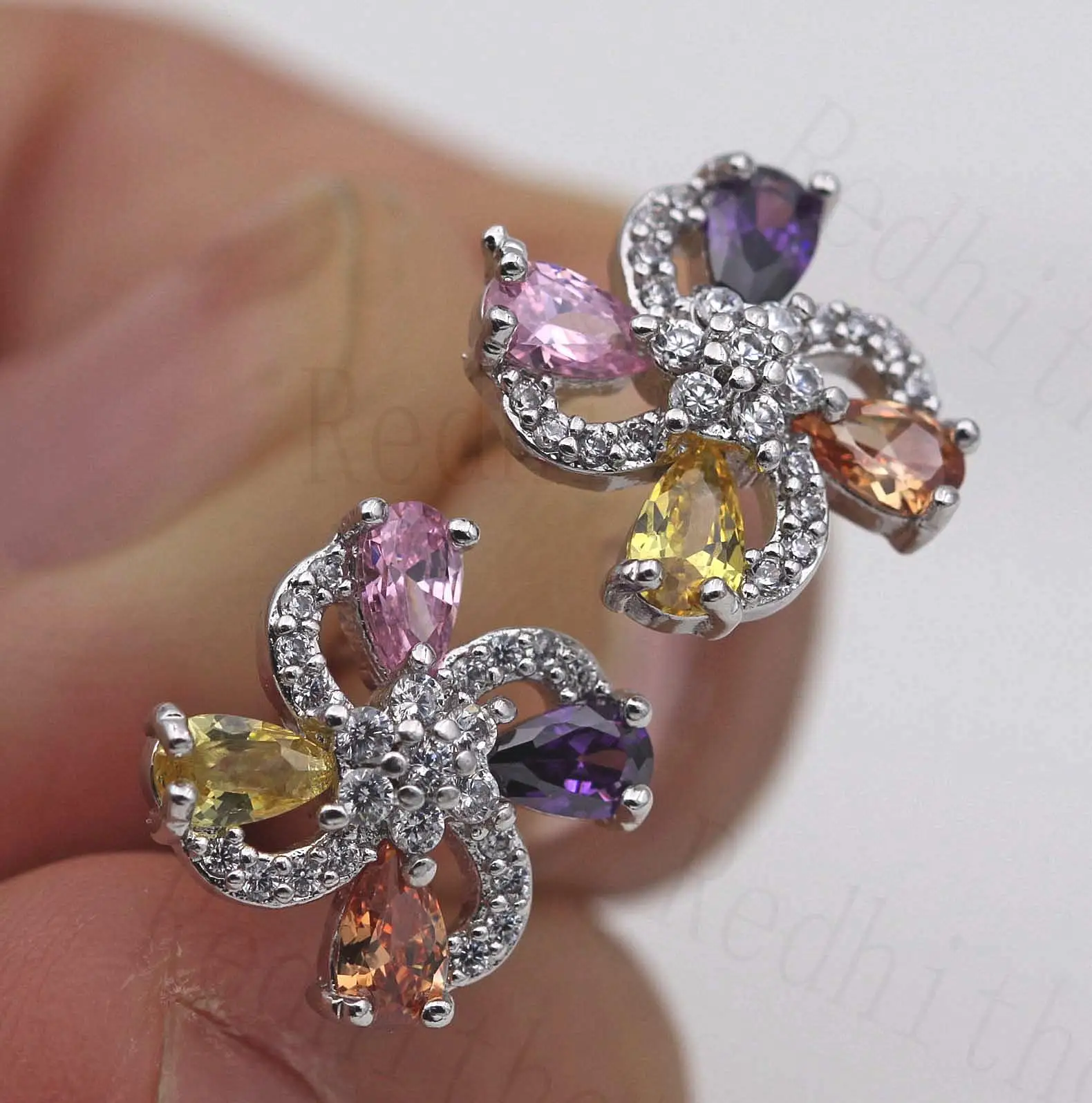 Роскошные серьги-гвоздики с клевером в форме ветряной мельницы серьги радужным