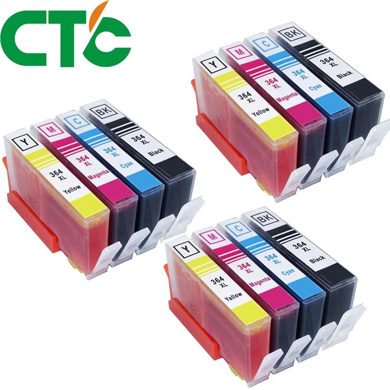 CTC 12 Pack 364XL совместим с фотографиями 364 xl для принтера Deskjet 3070A 5510 6510 B209a C510a C309a |