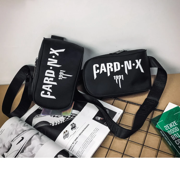 Hip Hop Streetwear Functional Chest Bag Unisex Men Women Oxford Black Waist Pack Fashion Belt Handbag Waist Shoulder Bum Bag