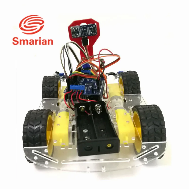 

4WD Control Tracking Obstacle Avoidance 4WD Arduino Robot Car Chassis Kit with UNO R3 Board+Motor Drive Shield Board Diy Wheele