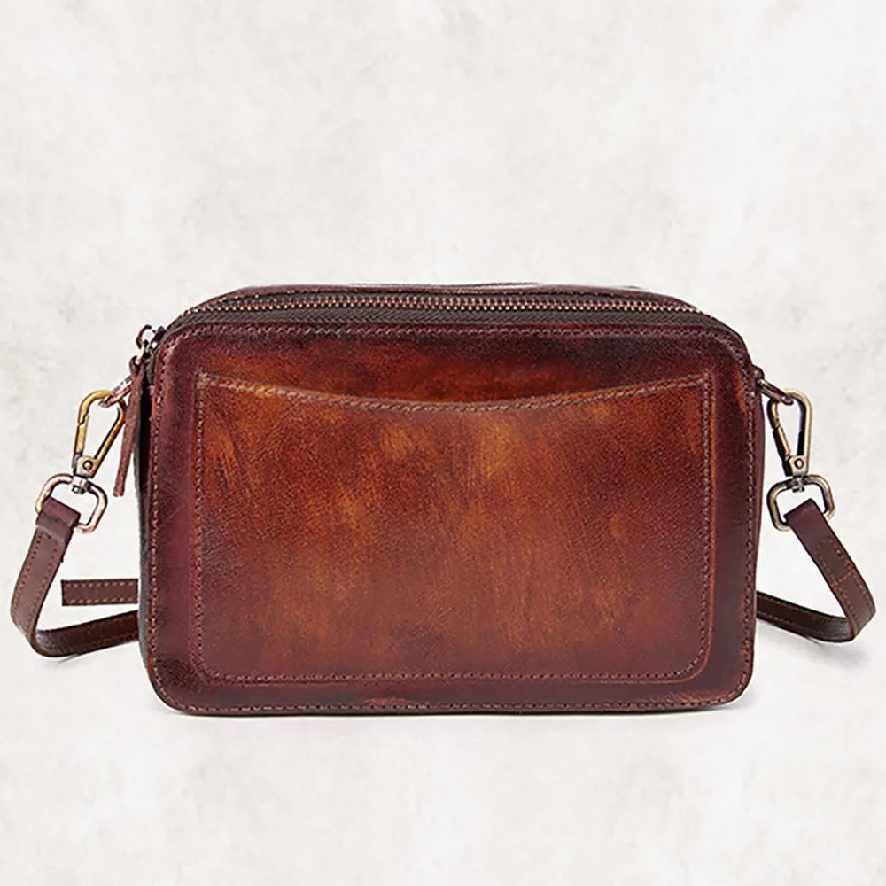 2017 Женская сумка мессенджер из натуральной кожи винтажная маленькая квадратная