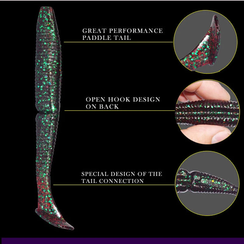 T-Tail Fish 17g 140mm Soft Fishing Lure 3Pieces/Lot Bait 3 Colors with Scales 3D Eyes Lake River Shad | Спорт и развлечения