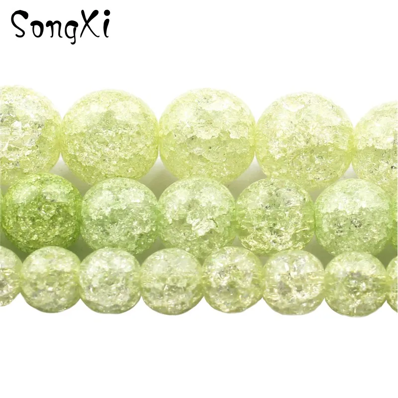 Оптовая продажа лимонно-зеленый треснутый кварцевый камень 6 8 10 мм 15 дюймов