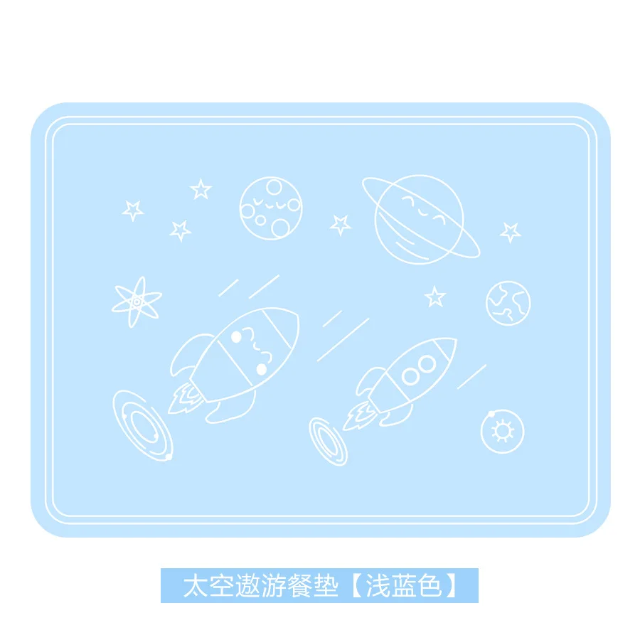Light Blue 40*30 милый силиконовый коврик для столовых приборов, FDA, детский коврик для тарелок, Настольный коврик, BPA бесплатно, водонепроницаемый кухонный набор, термостойкие - Цвет: Light Blue