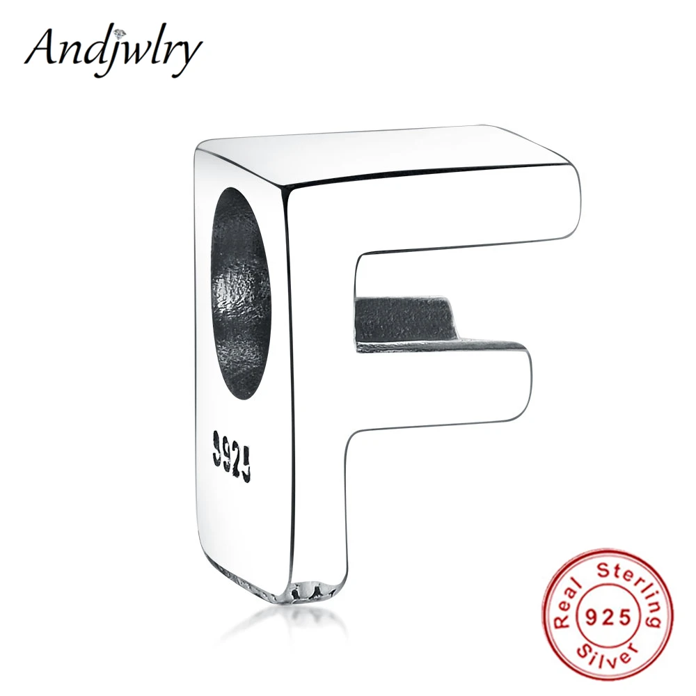 Ajw0320-F Подходит для браслетов Pandora, 925 пробы, серебро, оригинальные шармы от А до Я, бусина с буквой алфавита, сделай сам, изготовление ювелирных изделий, сделай сам, Berloque - Цвет: Ajw0320-F
