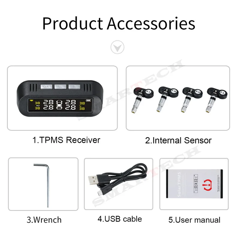 SMARTECH Solar Car tpms система контроля давления в шинах датчик с ЖК дисплеем