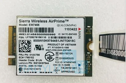 4G LTE WWAN карта для Sierra Wireless Airprime EM7455 GOBI6000 FRU:01AX756 S1JN Thinkpad P51 P71 T470 T570 X270 X1 + антенна|3G