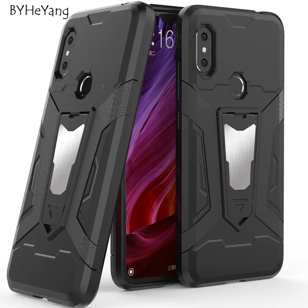 Чехол для Xiaomi Redmi Note 6 Pro - автомобильный бронированный магнитный ударопрочный TPU и задняя панель ПК.