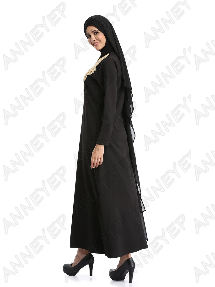 

2017 New Arrival Black Muslim Female Dress Ladies Dubai Abaya Kaftan Embroidery Islamic Abaya Robe Muslims Dress Arab Clothing