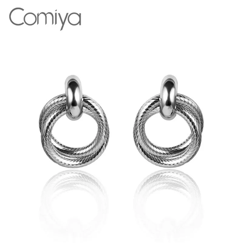 Comiya, висячие серьги для женщин, корейская мода, золото, серебро, цвет, цинковый сплав, Круглый Круг, Aros Statment, висячие серьги, опт