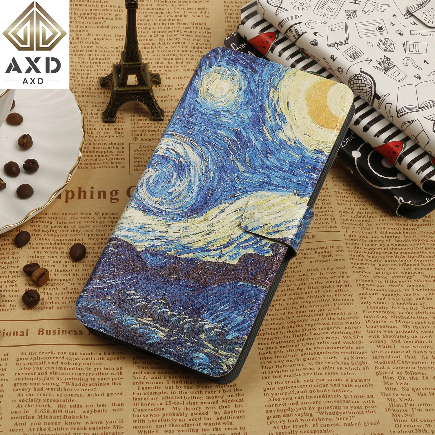Чехол книжка AXD с рисунком для Apple iphone 6 6S 7 8 Plus чехол кошелек подставкой кожаный