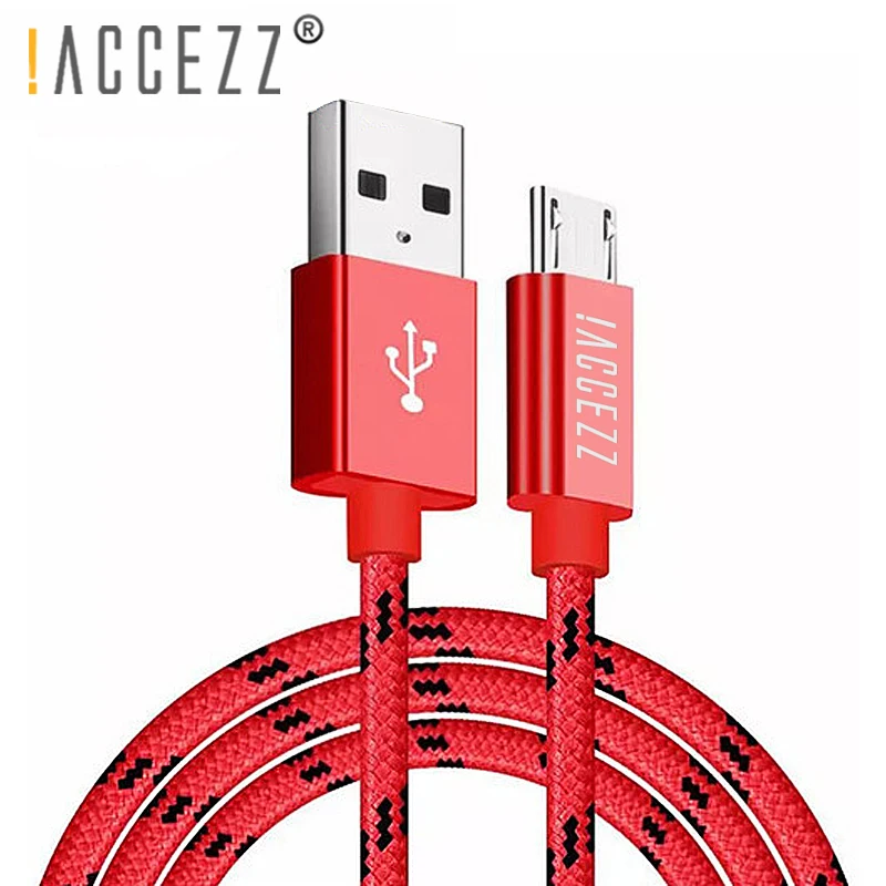 ! ACCEZZ Нейлон Micro USB кабель 2.4A Android телефон провод для быстрой зарядки samsung S7 Xiaomi Redmi