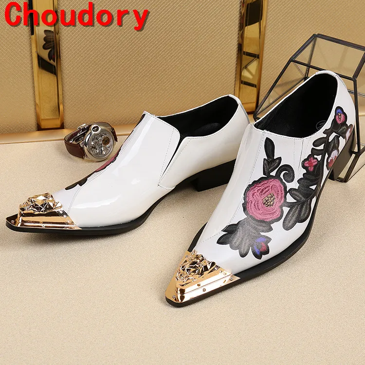 Choudory sapato social/модельные туфли с золотым носком мужские элегантные цветочным