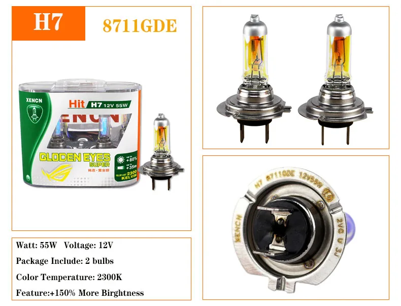 XENCN 12V 2300K Золотой глаз ксеноновые автомобильные галогеновые фары H1 H3 H4 H7 H8 H9 H10 H11 H13 H15 H16 9004 9005 9006 9007 9008 880 881