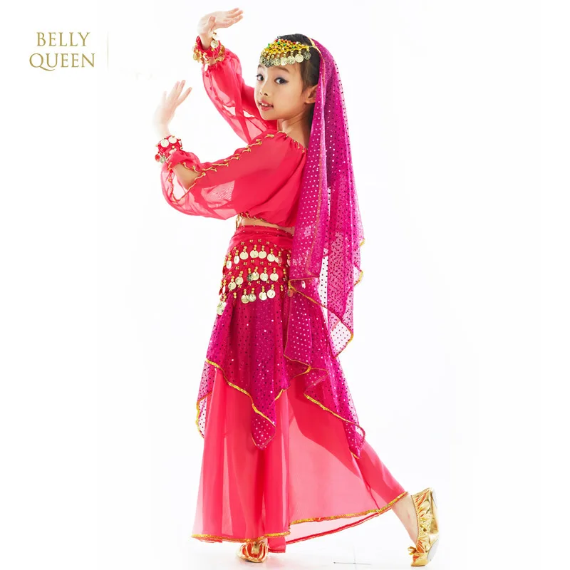 BELLYQUEEN 6 шт./компл. костюмы для танца живота индийское платье для Для детей костюмы для танца живота для продажи, одежда в индийском стиле, для девочек