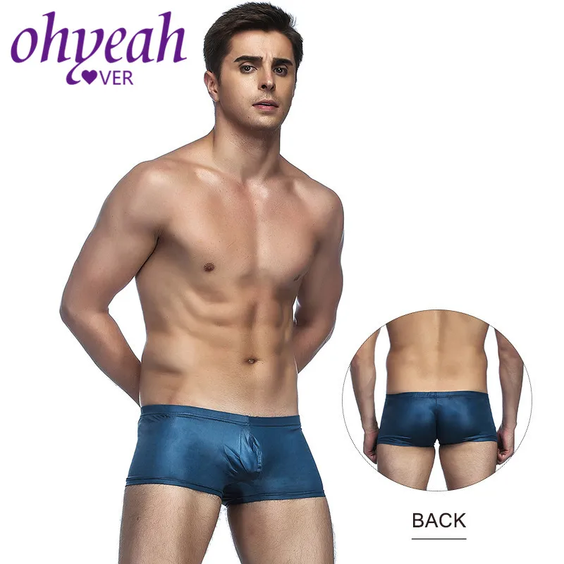 Ohyeahlover черные кожаные шорты боксеры Для мужчин трусы эротические мужское нижнее