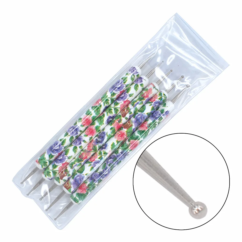 

5Pcs/Pack New Fancy Dotting Pens 2-Ways Nail Design Set Nail Art Tools 17