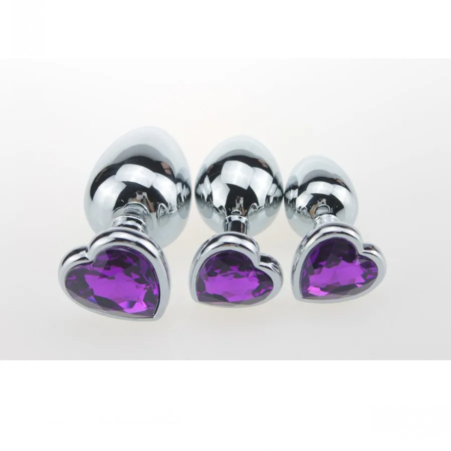 3pcs/lot Heart Base Button Sliver Stainless Steel Butt Plug Metal Anal Set Sex Products Erotic Big Toys | Красота и здоровье