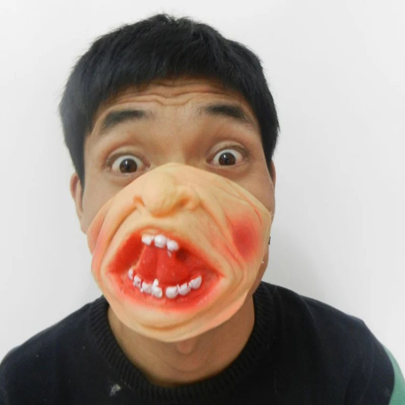 Страшный костюм на Хэллоуин реквизит искусственная кожа нижняя половина лица