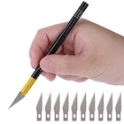 12 шт.лот, резной нож для резьбы по дереву, скальпель, ручка из алюминиевого сплава, DIY ремесла, ручка для гравировки, ножи, инструменты для плотника