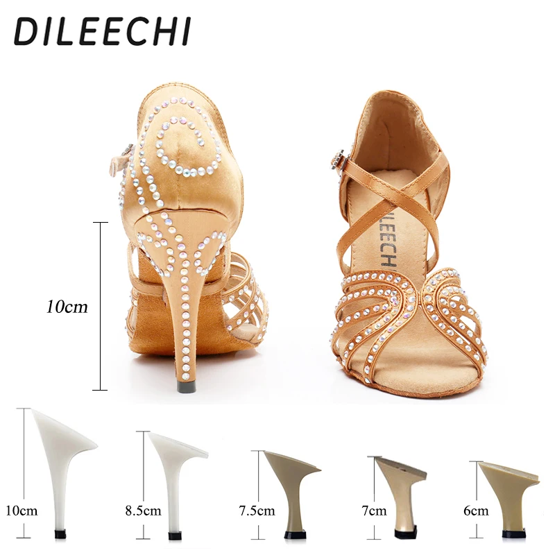 Женские атласные туфли для латиноамериканских танцев DILEECHI бронзовые красные