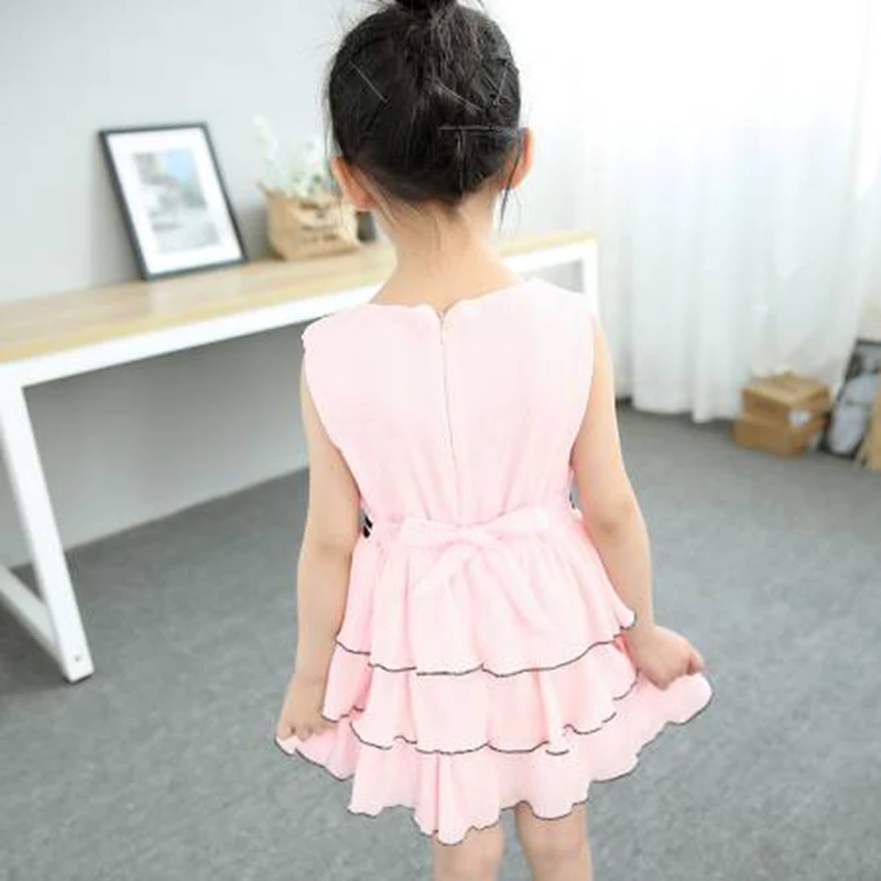 2016 High Grade Chiffon Fashion Elegant Children Ruched Dress Children's Pure Color Dancewear Performance Girls | Детская одежда и